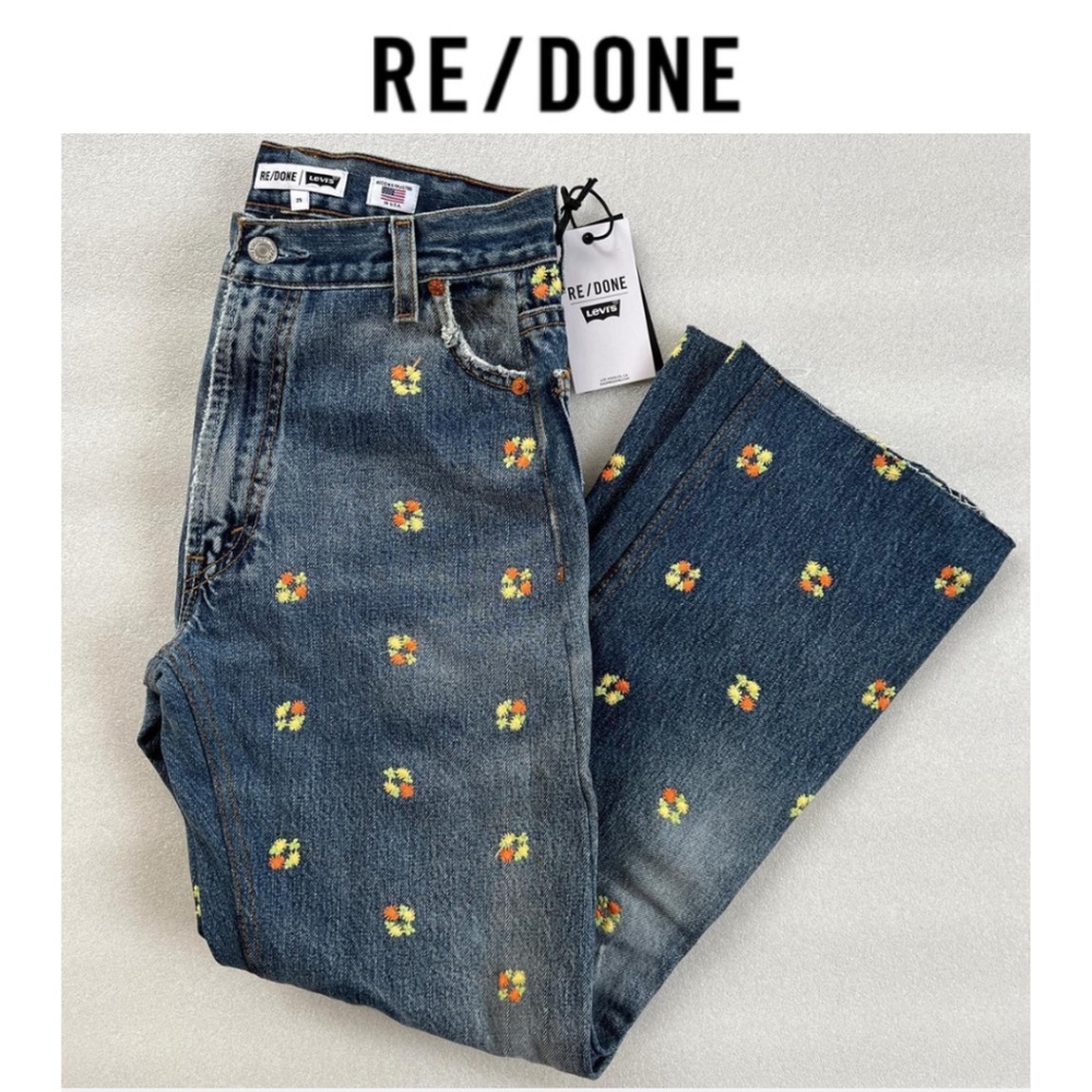RE/DONE  X Levi's 70s Floral-Embroidered Upcycled Jeans